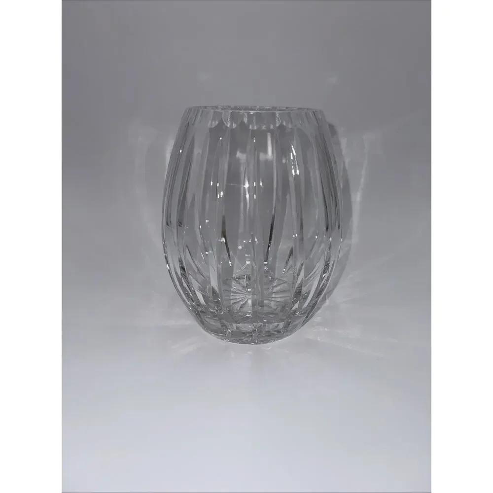 Lead Crystal Vertical Vase 7.5” By 6” With 4” Heavy vintage